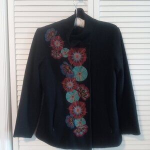 Icelandic Design beautiful embroidered boiled wool lined jacket
